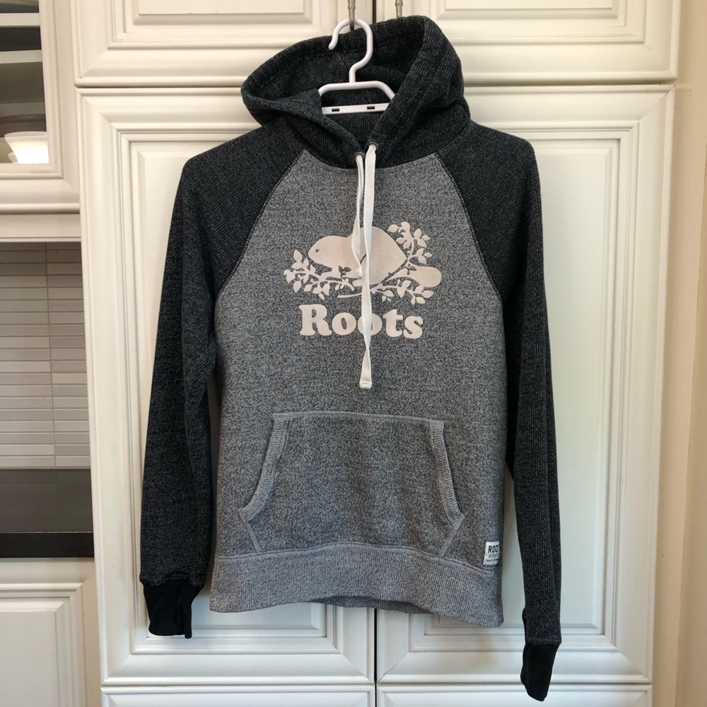 Roots men’s black salt and pepper Original kanga hoodie